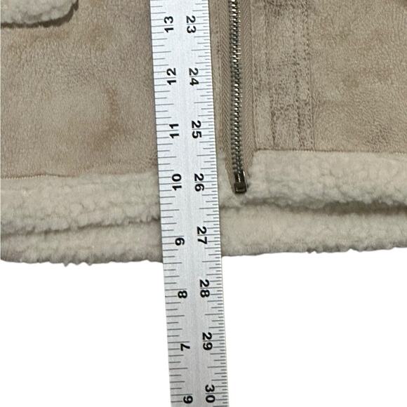 Steve Madden Faux Suede and Fur Womens Size Medium Full Zip Coat in Cream - Picture 8 of 9